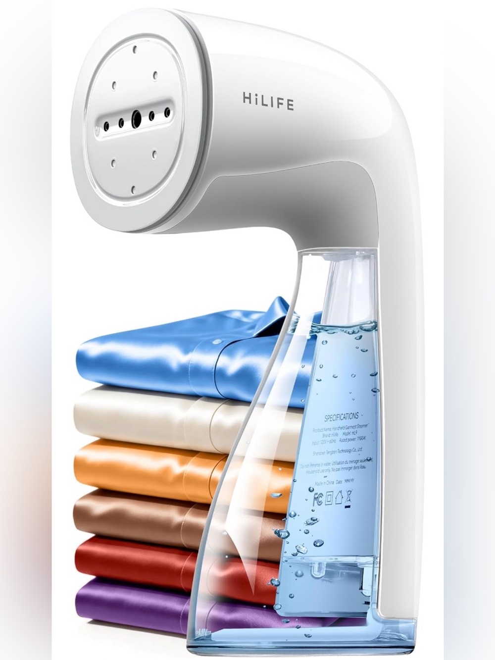 NIB HiLife White Handheld Fabric Steamer - Portable Garment Steamer 1109 W Fast